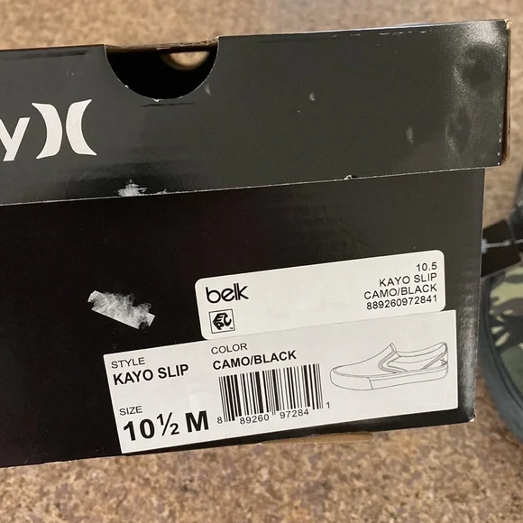 NWT Hurley Kayo Slip on Sneaker Shoe Camo and Black 10.5 M - Picture 14 of 14